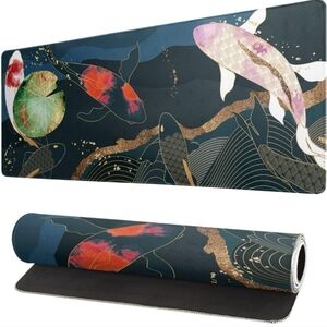 Colorful Koi Fish Desk Mat with Artistic Design -Comfortable, Non-Slip, & Smooth